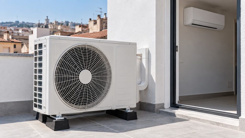 Instalación split 1x1 en azotea de Barcelona